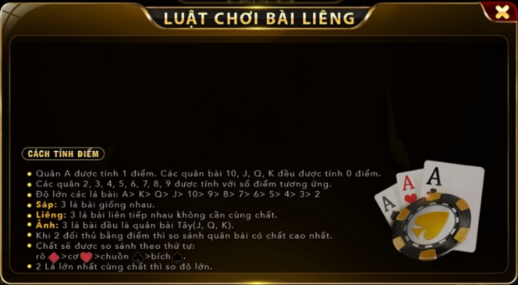 Cách tính điểm thắng cược khi chơi Liêng tại cổng game bài ăn thẻ Go88