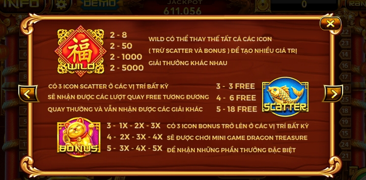 Các phần thưởng vòng quay dành riêng cho quý game thủ tại đây