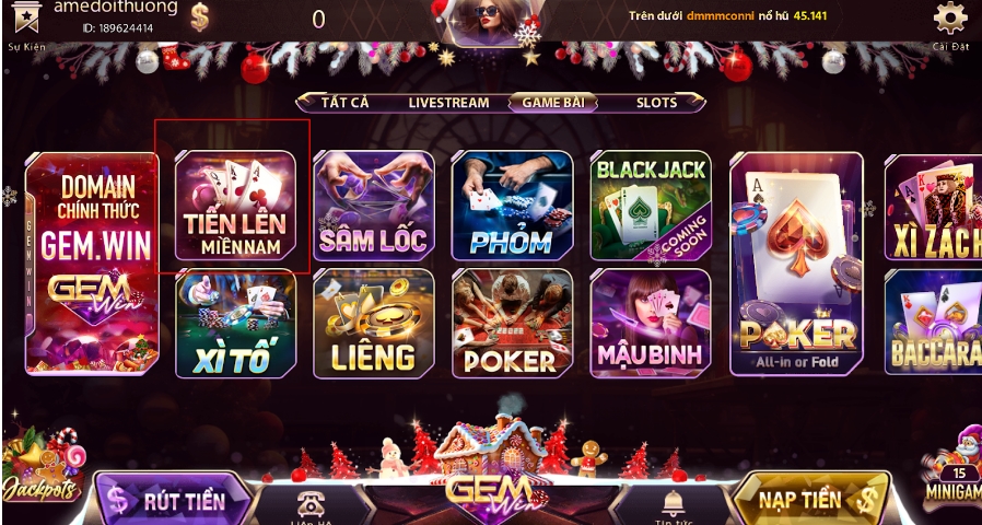 Thể loại game tiến lên miền Nam tại Game bài Tiến Lên Gemwin