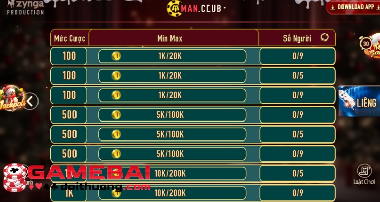 Điểm Nổi Bật Của Liêng Man Club