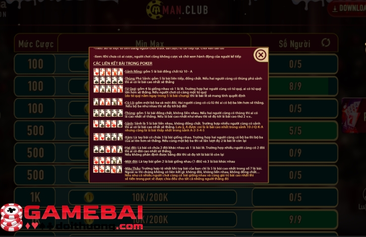 Game Bài Poker Man Club – Sân Chơi Thu Hút Nhiều Người Tham Gia Trải Nghiệm